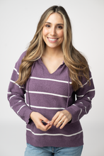 Load image into Gallery viewer, Maddie Striped Hoodie - Purple