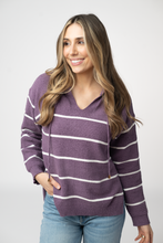 Load image into Gallery viewer, Maddie Striped Hoodie - Purple