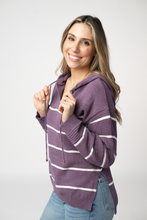 Load image into Gallery viewer, Maddie Striped Hoodie - Purple