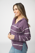 Load image into Gallery viewer, Maddie Striped Hoodie - Purple