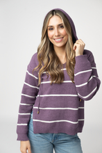 Load image into Gallery viewer, Maddie Striped Hoodie - Purple