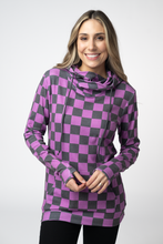 Load image into Gallery viewer, Ashley Hoodie - Black and Purple Checkers