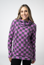 Load image into Gallery viewer, Ashley Hoodie - Black and Purple Checkers