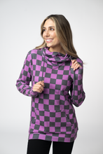 Load image into Gallery viewer, Ashley Hoodie - Black and Purple Checkers