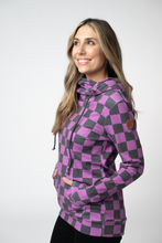Load image into Gallery viewer, Ashley Hoodie - Black and Purple Checkers