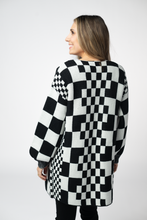 Load image into Gallery viewer, Long Checkered Pocket Cardigan - Black and White