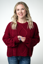 Load image into Gallery viewer, Cable Knit Sweater - Cranberry