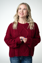 Load image into Gallery viewer, Cable Knit Sweater - Cranberry
