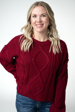 Load image into Gallery viewer, Cable Knit Sweater - Cranberry