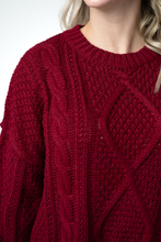 Load image into Gallery viewer, Cable Knit Sweater - Cranberry