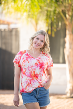 Load image into Gallery viewer, Raelynn V-Neck Top - Sunset Tropical Floral