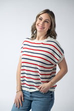 Load image into Gallery viewer, Red, White, and Blue Stripes Open Knit Top