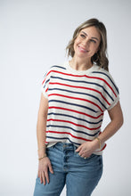 Load image into Gallery viewer, Red, White, and Blue Stripes Open Knit Top