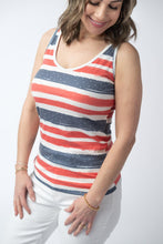 Load image into Gallery viewer, Kennedy Tank - Striped Red, White, and Micro Blue Stars