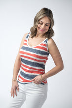 Load image into Gallery viewer, Kennedy Tank - Striped Red, White, and Micro Blue Stars