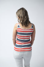 Load image into Gallery viewer, Kennedy Tank - Striped Red, White, and Micro Blue Stars