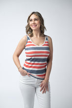 Load image into Gallery viewer, Kennedy Tank - Striped Red, White, and Micro Blue Stars