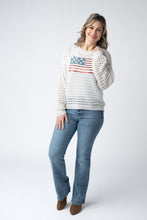 Load image into Gallery viewer, USA Sequin Flag Open Knit Pullover