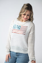Load image into Gallery viewer, USA Sequin Flag Open Knit Pullover