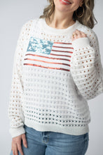 Load image into Gallery viewer, USA Sequin Flag Open Knit Pullover
