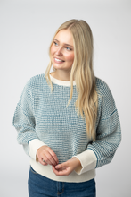 Load image into Gallery viewer, Charlotte Sweater - Teal and Ivory
