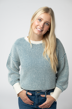 Load image into Gallery viewer, Charlotte Sweater - Teal and Ivory