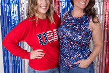 Load image into Gallery viewer, Corrine Pullover Top - Red USA Flag