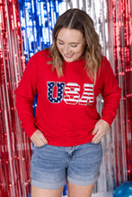 Load image into Gallery viewer, Corrine Pullover Top - Red USA Flag