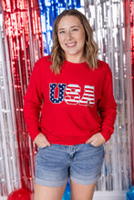 Load image into Gallery viewer, Corrine Pullover Top - Red USA Flag