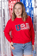 Load image into Gallery viewer, Corrine Pullover Top - Red USA Flag