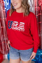 Load image into Gallery viewer, Corrine Pullover Top - Red USA Flag