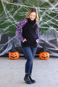 Zoey ZipCowl Sweatshirt - I Put A Spell On You and Black