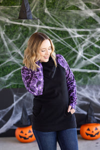 Zoey ZipCowl Sweatshirt - I Put A Spell On You and Black
