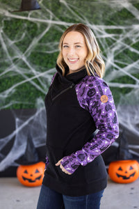 Zoey ZipCowl Sweatshirt - I Put A Spell On You and Black