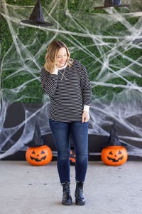 Lola Striped Thermal Top - Black