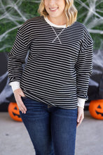 Load image into Gallery viewer, Lola Striped Thermal Top - Black