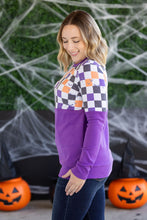 Load image into Gallery viewer, Natalie Pullover - Checkered Bats and Purple