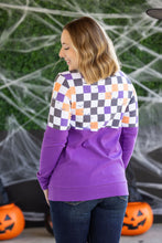 Load image into Gallery viewer, Natalie Pullover - Checkered Bats and Purple