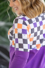Load image into Gallery viewer, Natalie Pullover - Checkered Bats and Purple