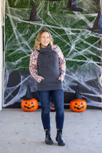 Load image into Gallery viewer, Zoey ZipCowl Sweatshirt -Trick-or-Treat Checkered and Charcoal