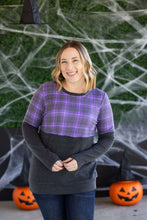 Load image into Gallery viewer, Natalie Pullover - Purple Plaid and Charcoal