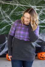Load image into Gallery viewer, Natalie Pullover - Purple Plaid and Charcoal