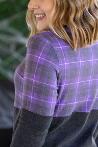 Natalie Pullover - Purple Plaid and Charcoal