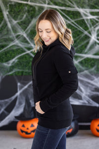 Pixie Pocket Halfzip Hoodie - Black