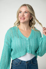 Load image into Gallery viewer, Callie Cropped Cardigan - Aqua