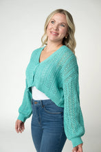 Load image into Gallery viewer, Callie Cropped Cardigan - Aqua