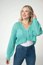 Load image into Gallery viewer, Callie Cropped Cardigan - Aqua