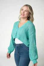 Load image into Gallery viewer, Callie Cropped Cardigan - Aqua