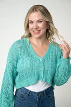 Load image into Gallery viewer, Callie Cropped Cardigan - Aqua