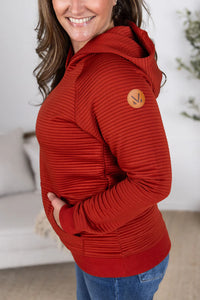 Tatum Textured Pullover Hoodie - Rust